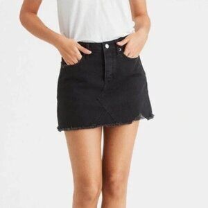 American Eagle Black Denim Distressed Mini Skirt Size 4